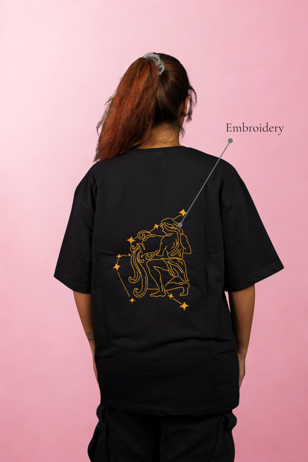Aquarius (Aquarius themed Embroidered oversize t-shirt, unisex)