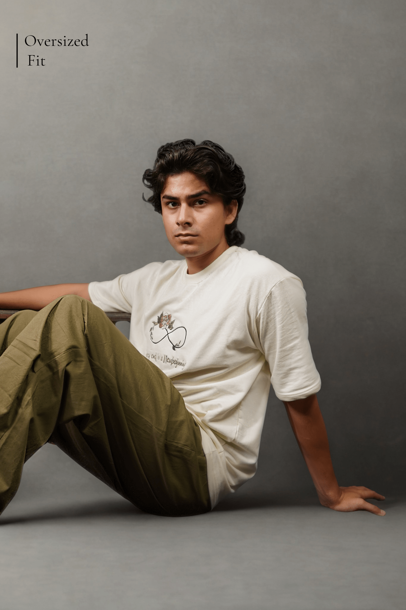 Infinity Bloom Tee Embroidered Over Size Off White T-shirt (Unisex) - Albin FashionT-shirtAlbin Fashion