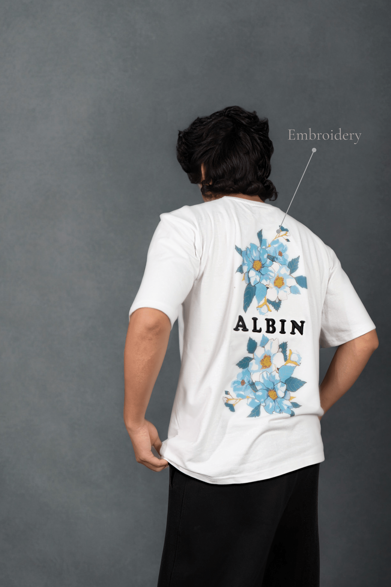 In Bloom Embroidered Over Size White T-shirt (Unisex) - Albin FashionT-shirtAlbin Fashion