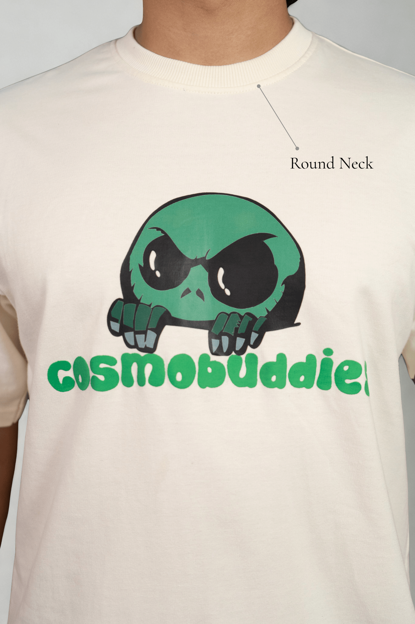 cosmic buddy Embroidered Over Size Off White T-shirt (Unisex) - Albin FashionT-shirtAlbin Fashion