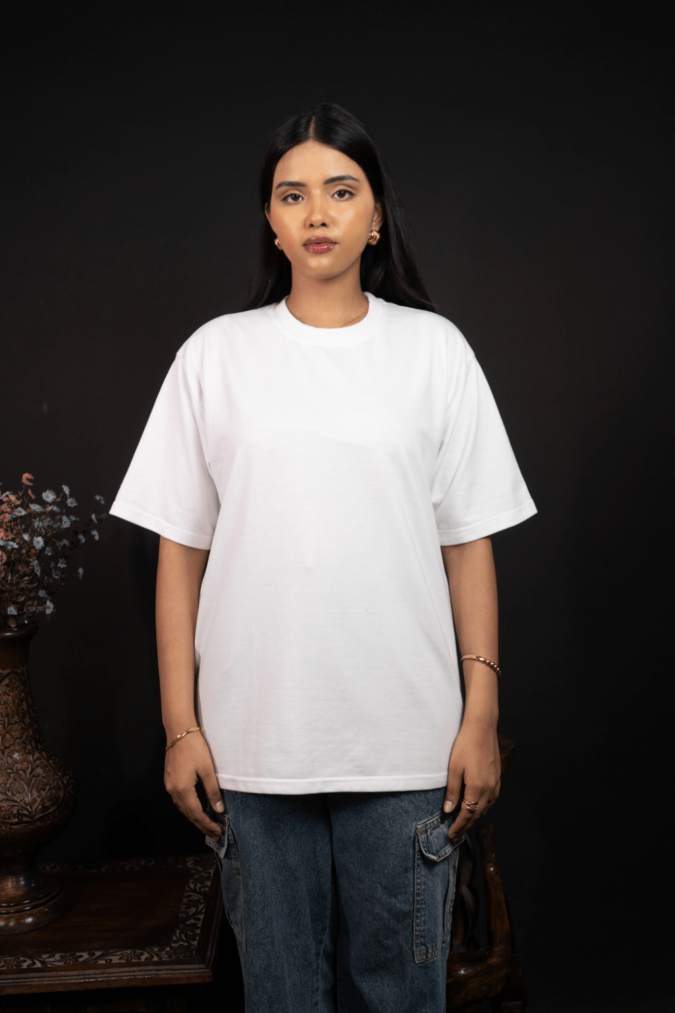 In Bloom Embroidered Over Size White T-shirt (Unisex) - Albin FashionT-shirtAlbin Fashion