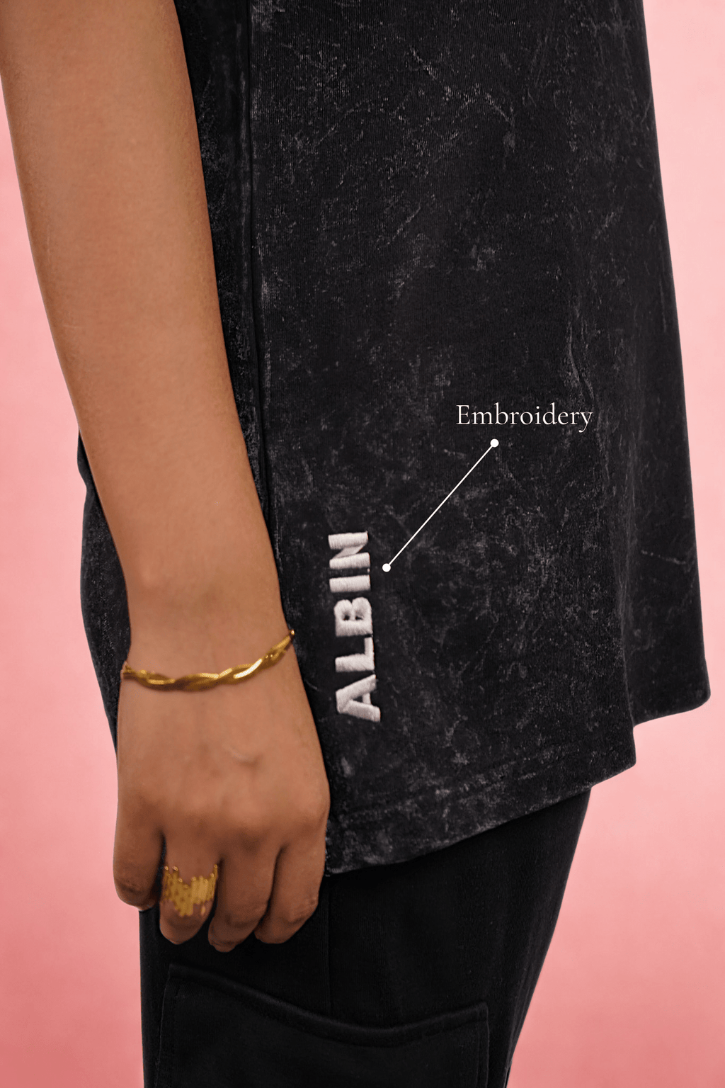 Acid Wash Embroidered Over Size T-shirt (Unisex) - Albin FashionT-shirtAlbin Fashion