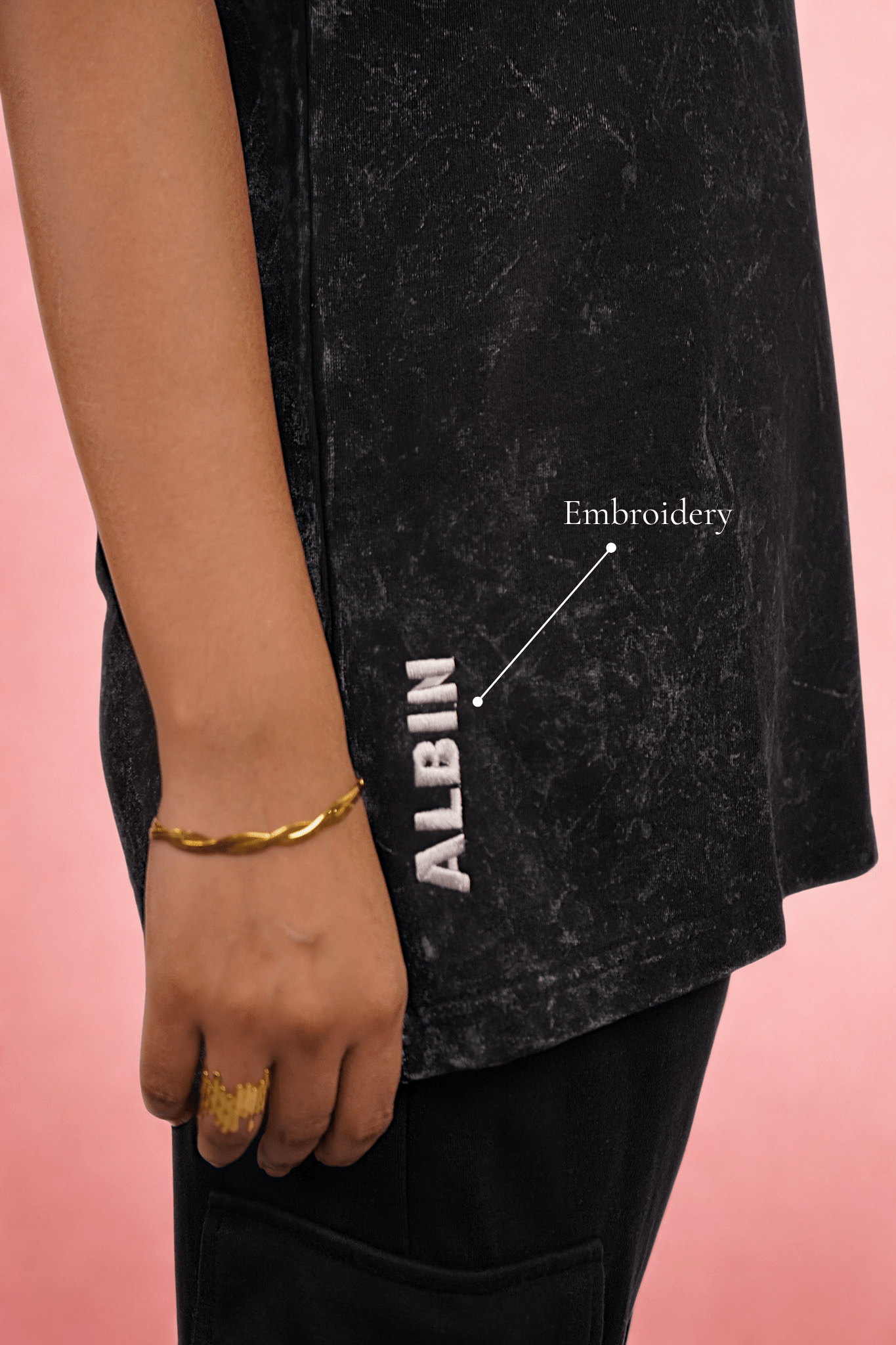 Acid Wash Embroidered Over Size T-shirt (Unisex) - Albin FashionT-shirtAlbin Fashion