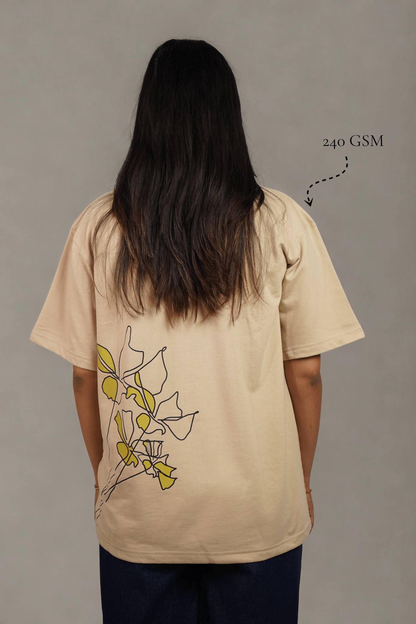 Petal Poise DTF Over Size Beige T-shirt (Unisex) - Albin FashionT-shirtAlbin Fashion