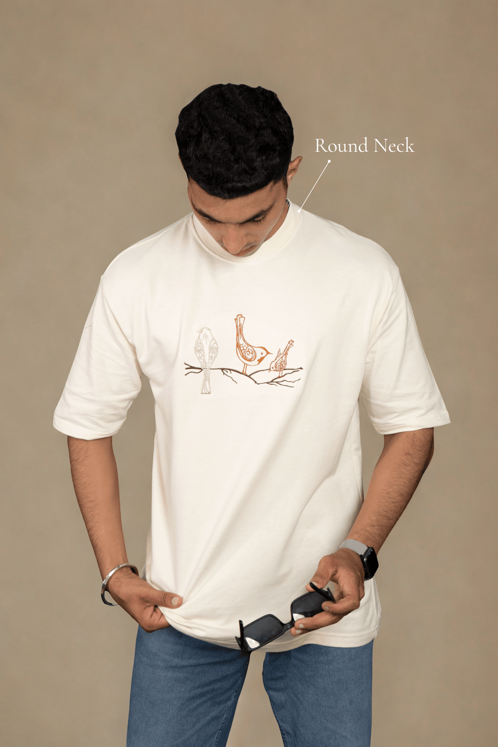 Wings of White Embroidered Over Size Off White T-shirt (Unisex) - Albin FashionT-shirtAlbin Fashion