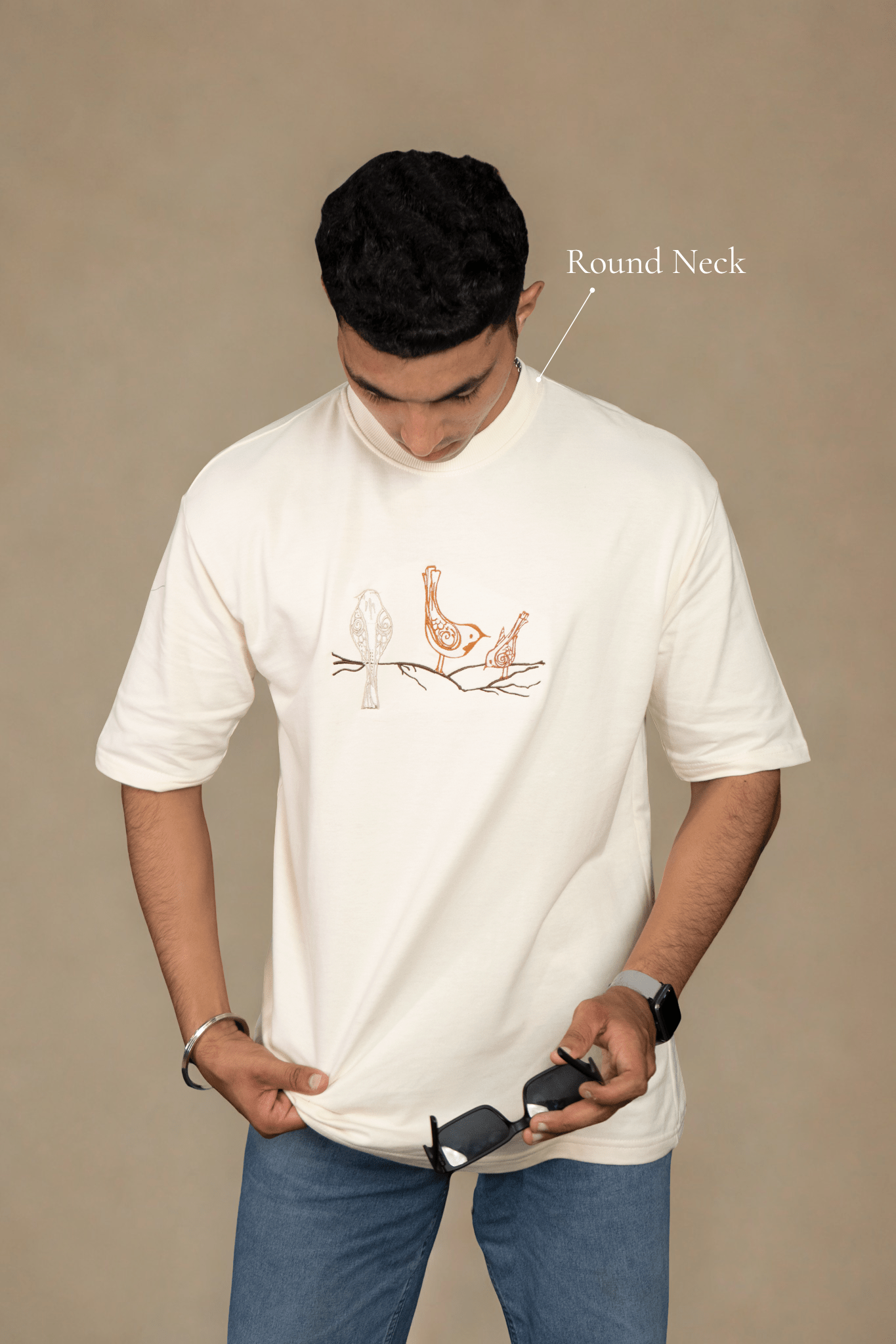 Wings of White Embroidered Over Size Off White T-shirt (Unisex) - Albin FashionT-shirtAlbin Fashion