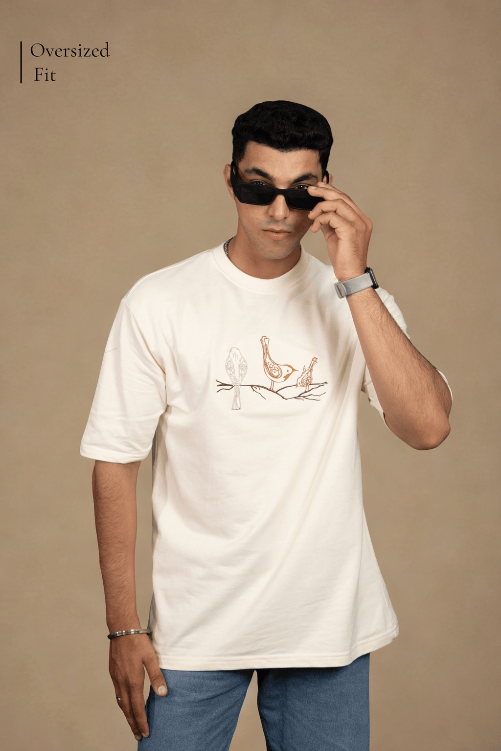 Wings of White Embroidered Over Size Off White T-shirt (Unisex) - Albin FashionT-shirtAlbin Fashion