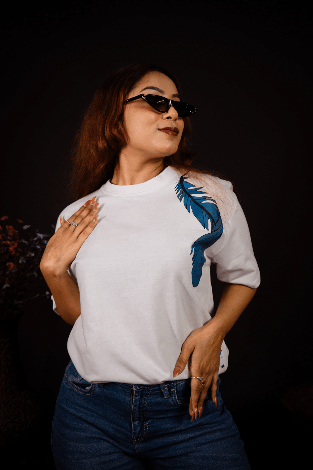 Feather Fall DTF Over Size White T-shirt (Unisex) - Albin FashionT-shirtAlbin Fashion
