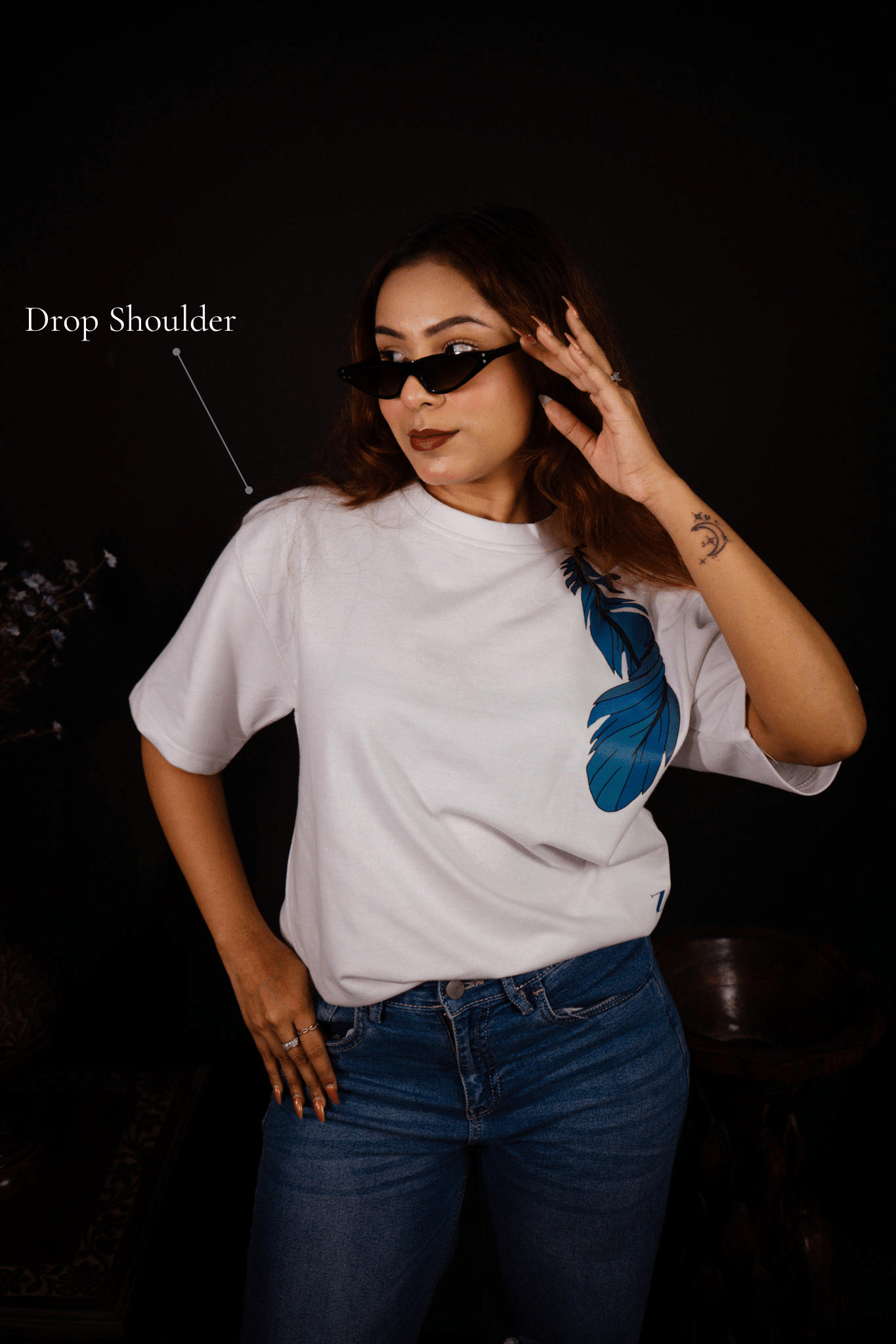 Feather Fall DTF Over Size White T-shirt (Unisex) - Albin FashionT-shirtAlbin Fashion