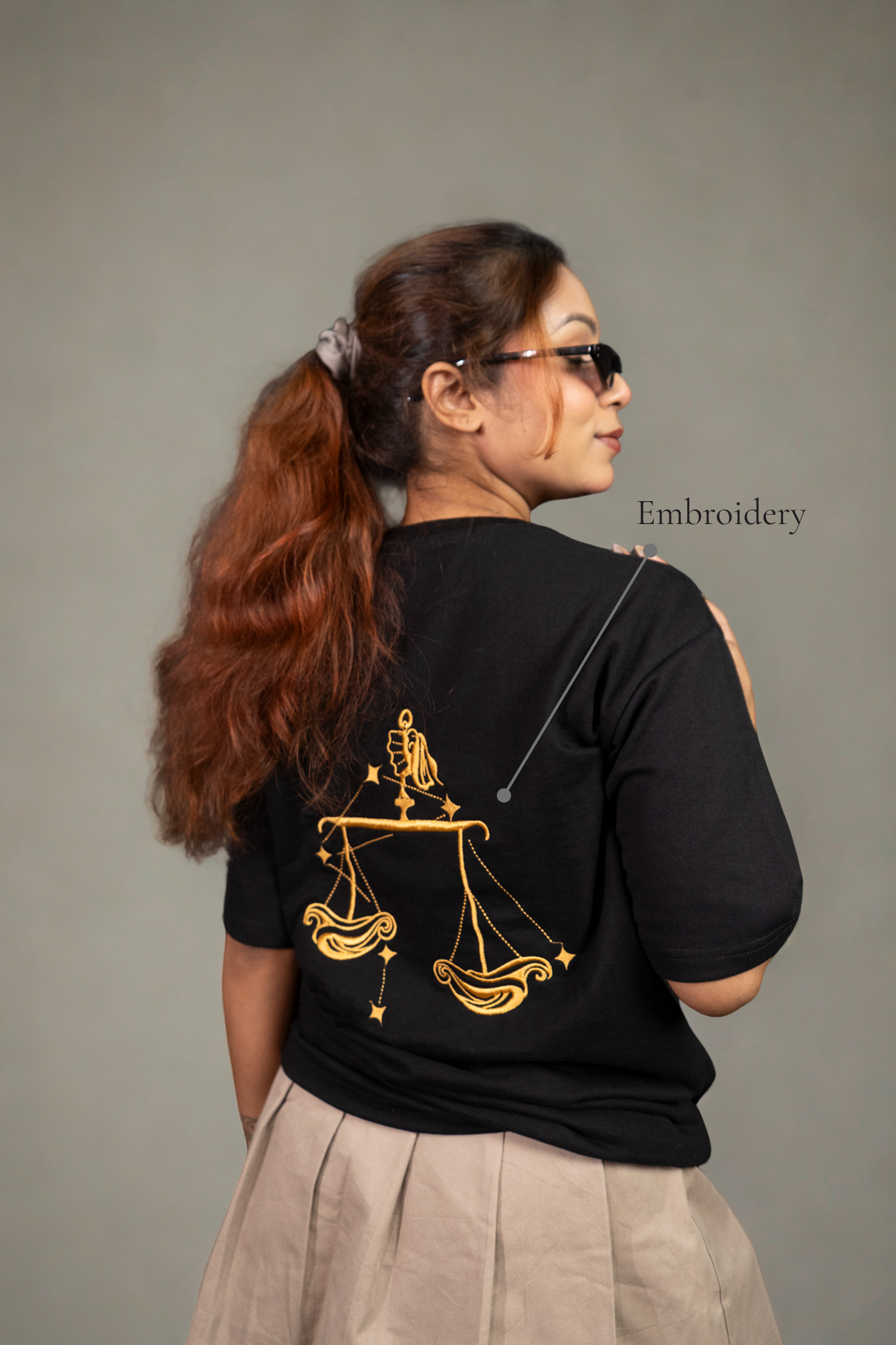 Libra (Libra themed Embroidered oversize t-shirt, unisex)