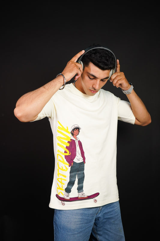 Skate Punk Over Size Off White T-shirt (Unisex) - Albin FashionT-shirtAlbin Fashion