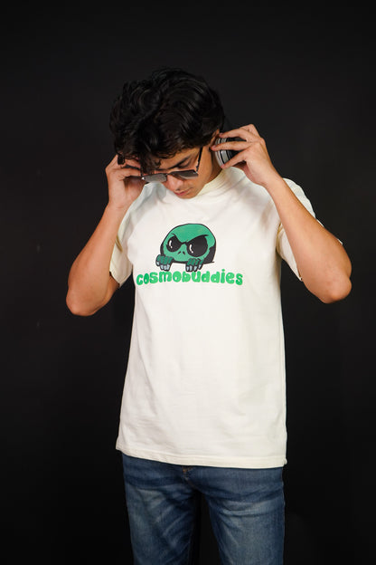 cosmic buddy Over Size Off White T-shirt (Unisex) - Albin FashionT-shirtAlbin Fashion