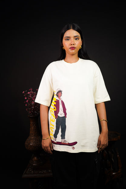 Skate Punk Over Size Off White T-shirt (Unisex) - Albin FashionT-shirtAlbin Fashion