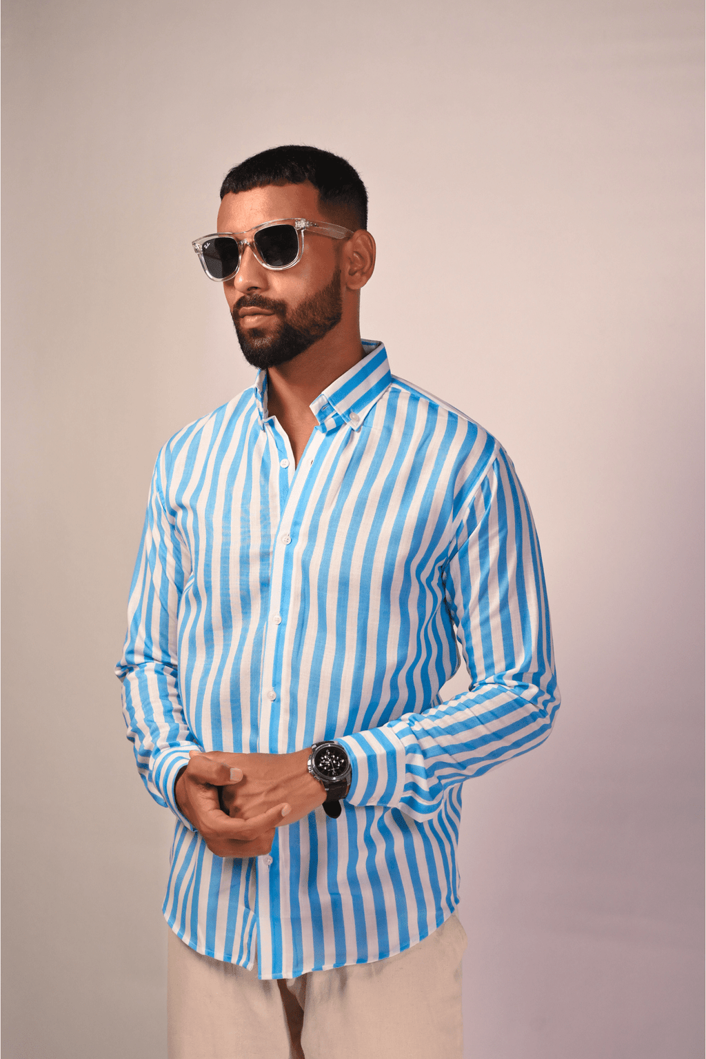 Albin Blue Stripe Shirt - Albin FashionAlbin Fashion