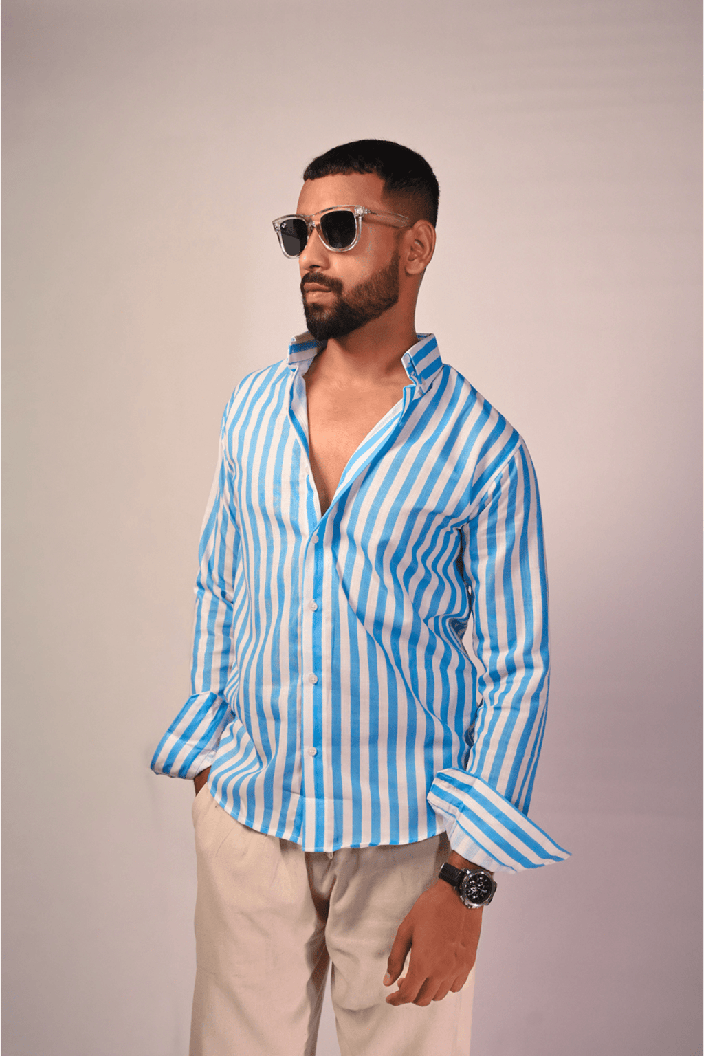 Albin Blue Stripe Shirt - Albin FashionAlbin Fashion